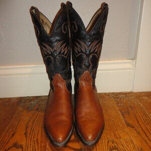 BOULET Women's Black & Brown Leather "Silver Rebel" Western Boots Size 6.5